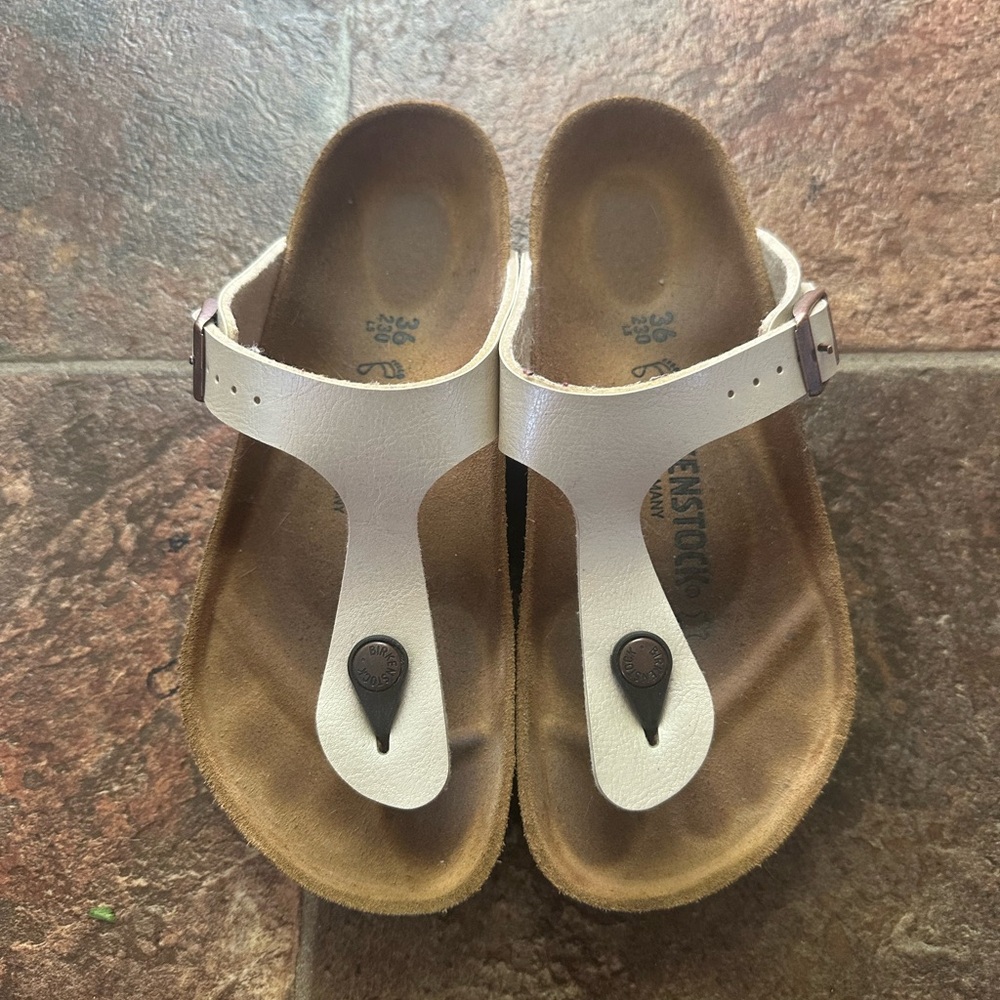 Birkenstock Thong Sandals in Pearl White
